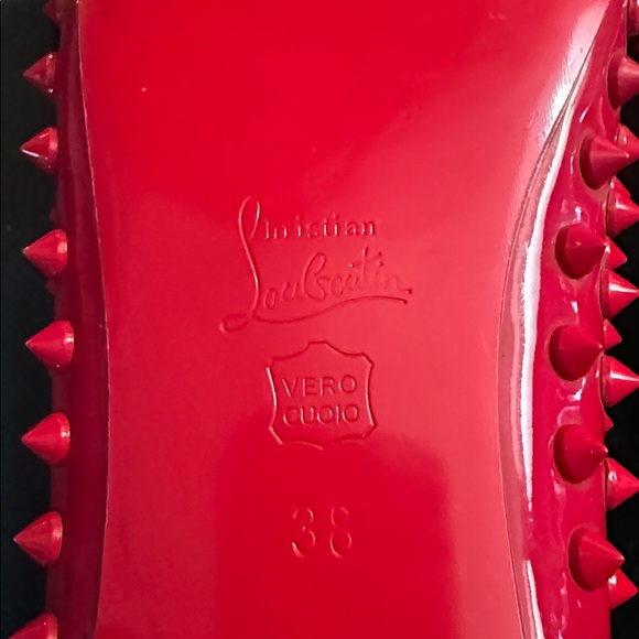 Christian Louboutin Candy Apple Red Spike Flats 38 - Picture 8 of 9